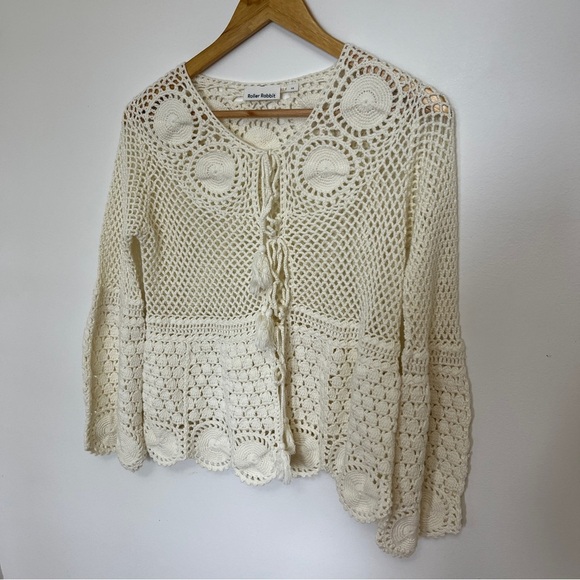 Roller Rabbit Benita Crochet Cardigan Top Size XS - Picture 4 of 7